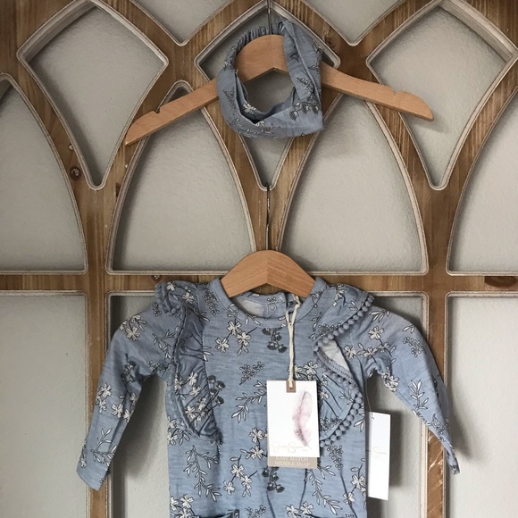 Jessica Simpson Dusty Blue Coverall/Headband Set - Picture 2 of 12